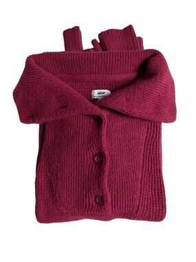 NWT Aerie CozyUp Waffle Button Sweater (Burgundy) - Small